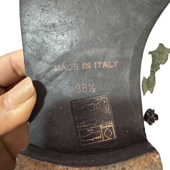 Vintage Suarez Italy Womens Olive Green Suede Knee High Lace Up Boots Side Zip 8 - Picture 11 of 12